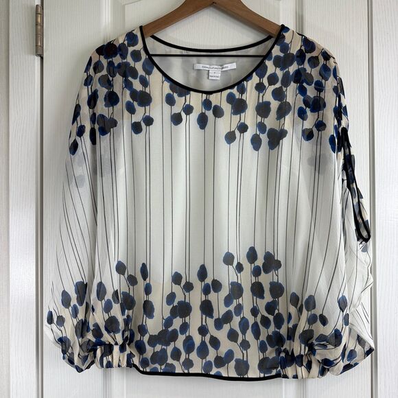 Diane von Furstenberg DVF Robyn Silk Batwing Short Sleeve Blouse Top Women's P - Picture 1 of 11